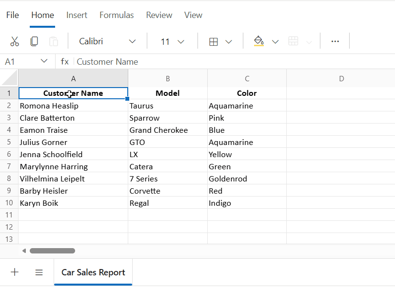 Cell borders and grid lines in the Web Spreadsheet Editor