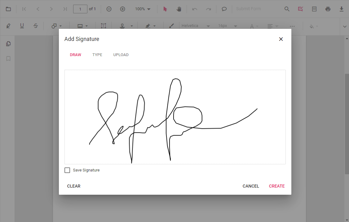 Explore signature styles in JavaScript PDF Viewer