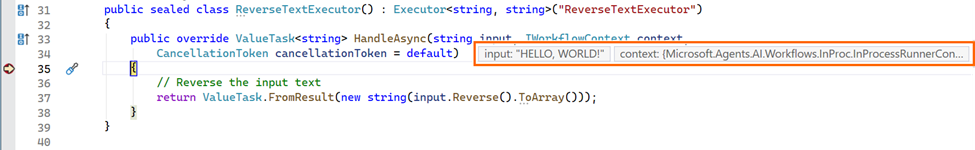 Inline variable result shown while debugging