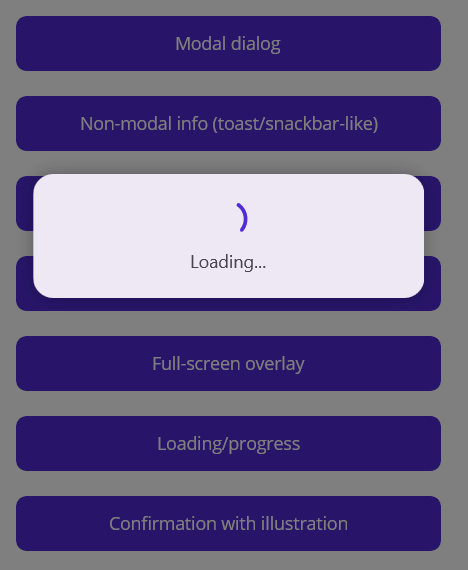 Loading indicator popup