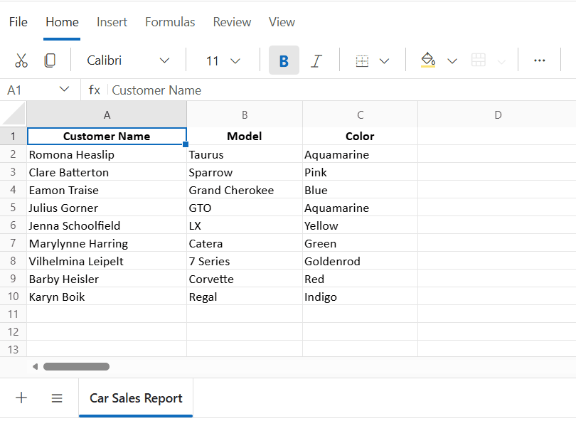 Merge cells in the Blazor Spreadsheet Editor