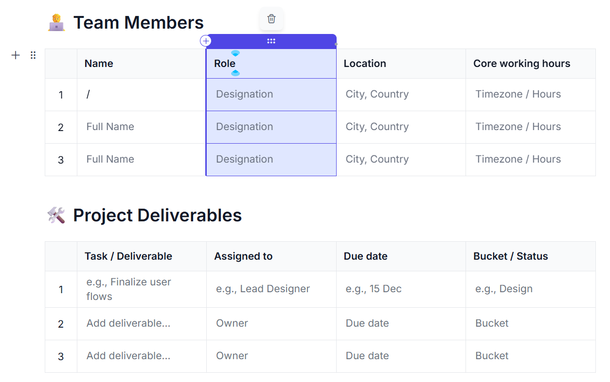 Quick Actions in Table block