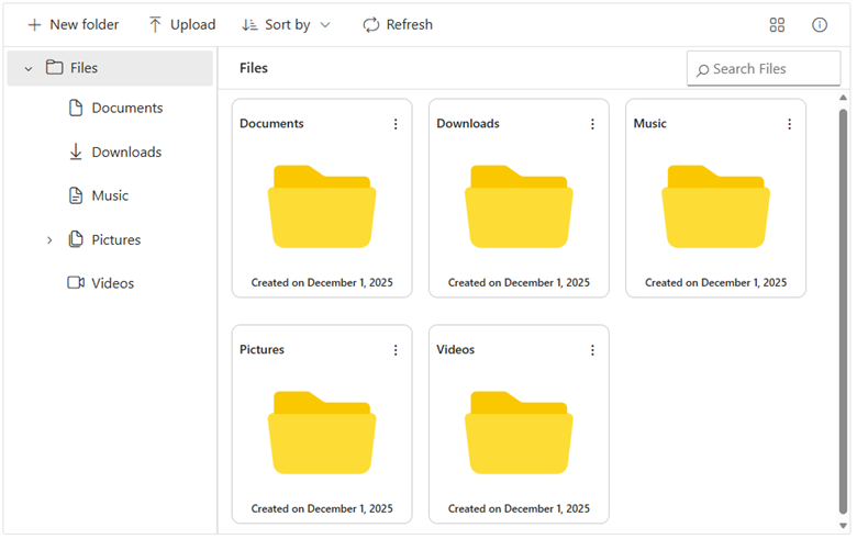 Templates for Large Icons View and Navigation Pane in Blazor File Manager