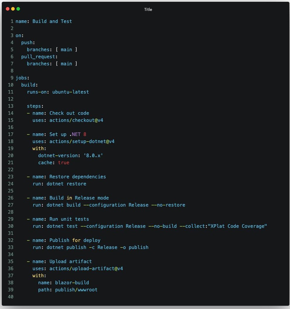 build & test workflow