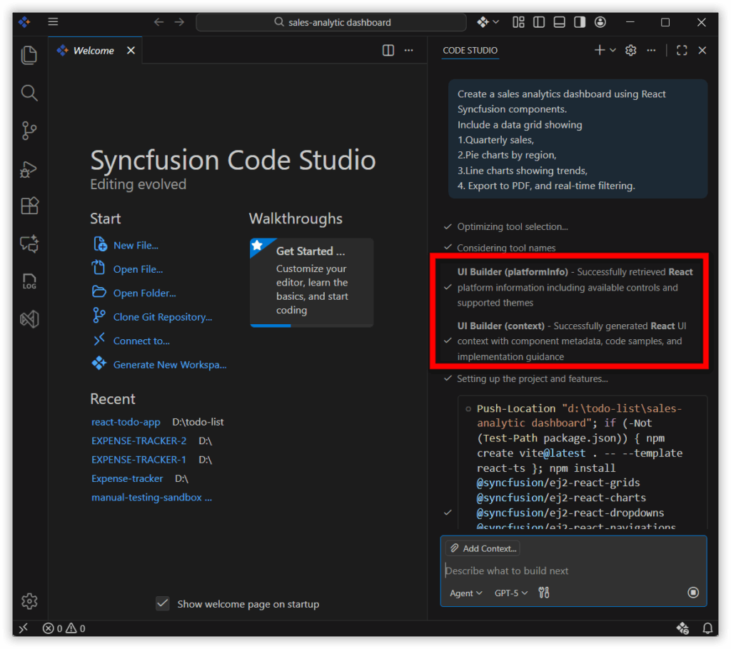 AI-powered analysis in Code Studio UI Builder