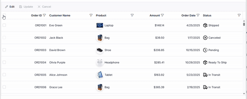 Conditional row selection in Data Grid