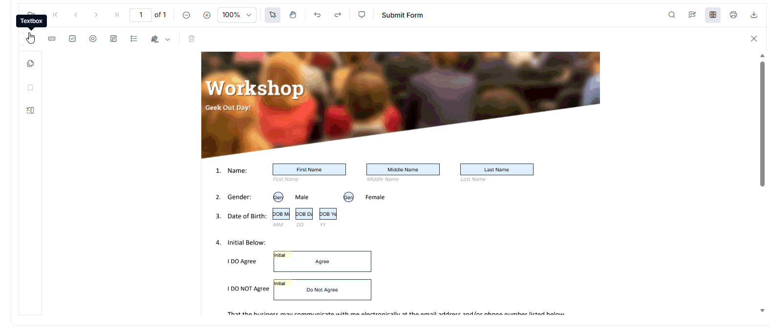 Form designer in Syncfusion PDF Viewer