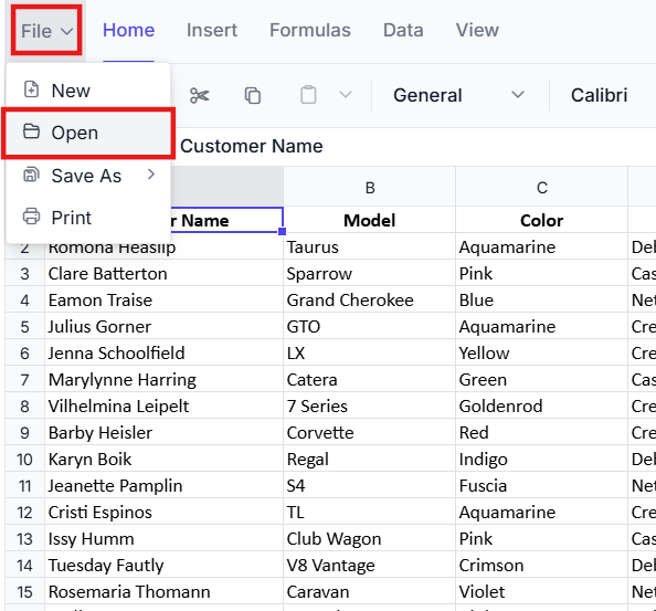 Importing Excel or CSV files