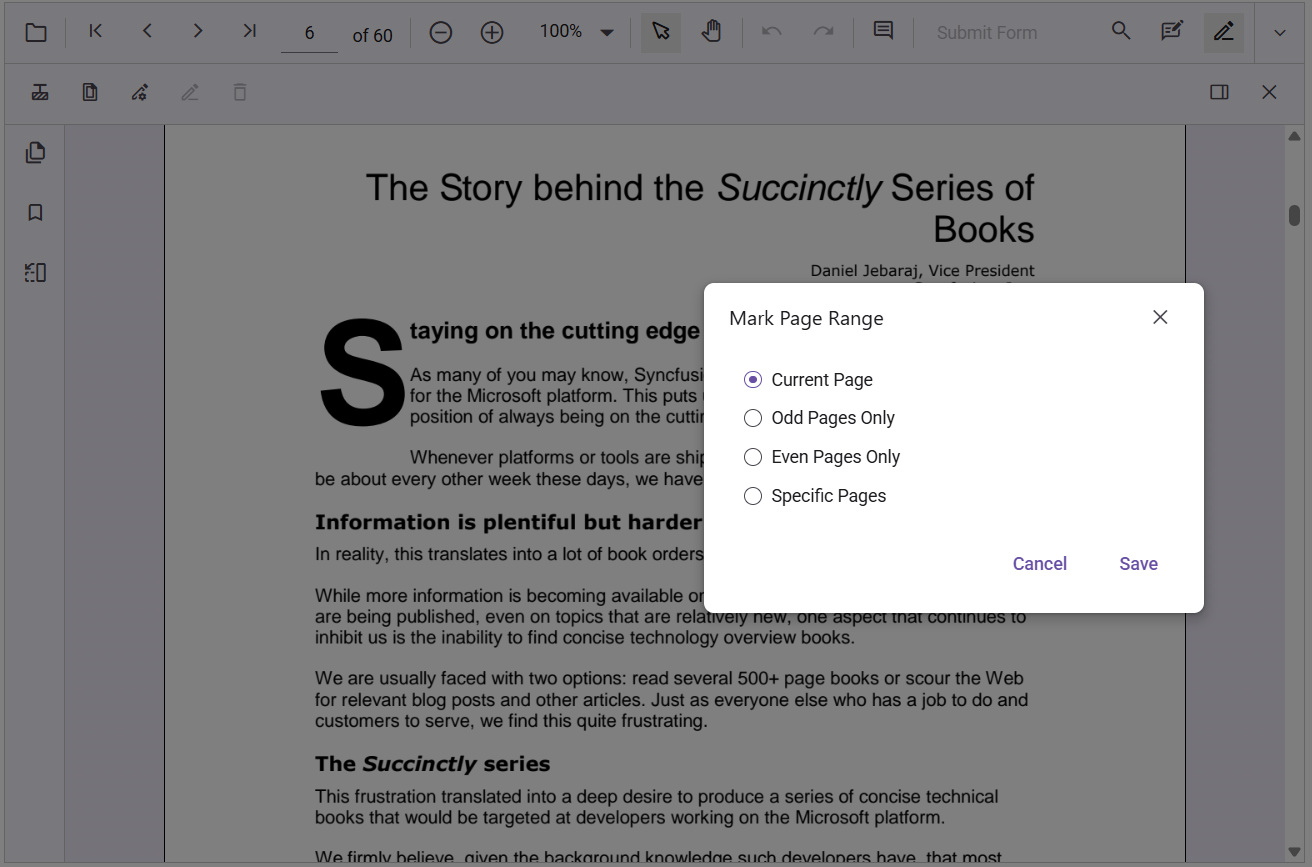 Selecting pages for redaction