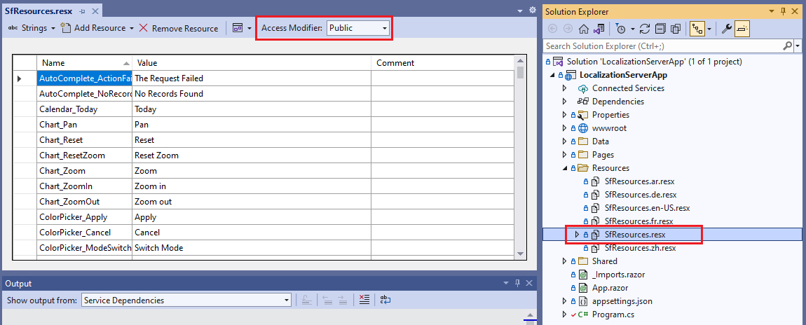 Access modifier to public for RESX file