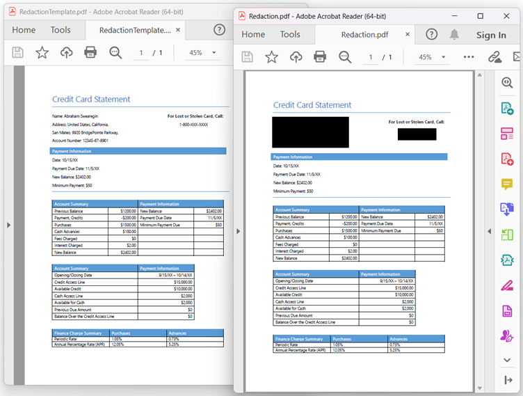 Redaction in JavaScript PDF Library