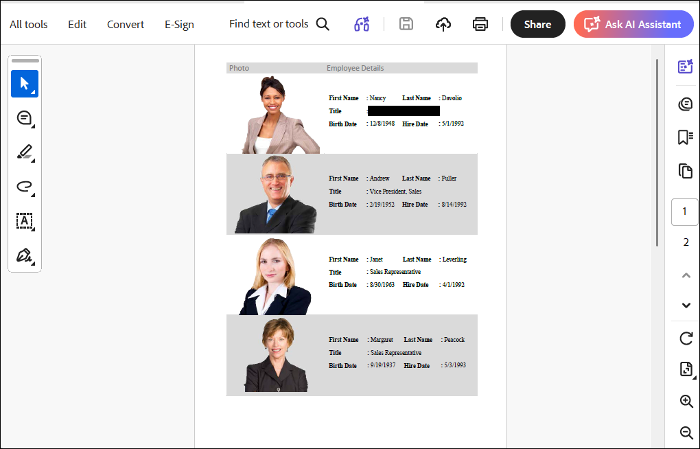 PDF page after structural redaction 