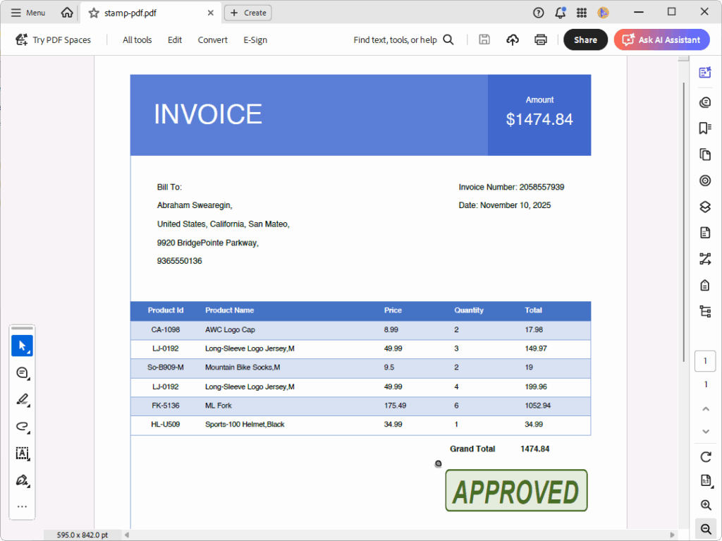 PDF pages with stamp annotations