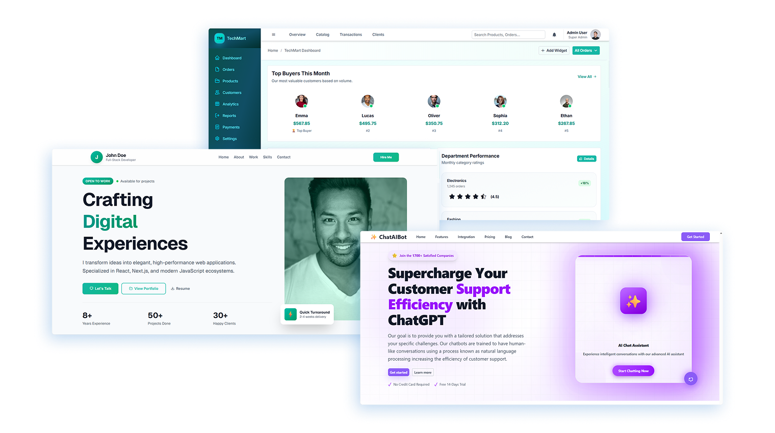 Production-ready UIs generated using the Agentic UI Builder