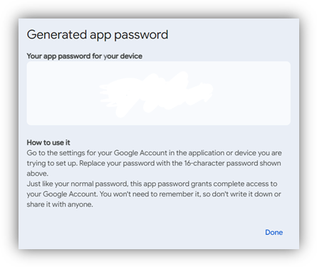 Replacing a Gmail app password for SMTP authentication