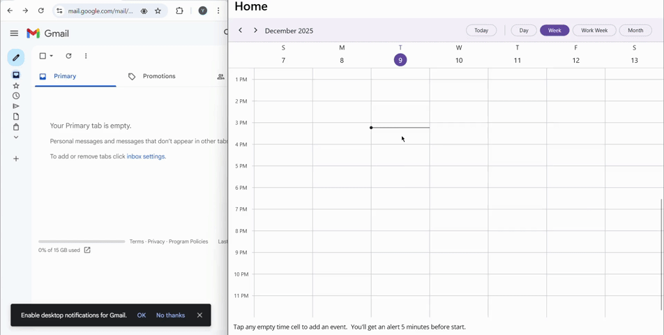 Toast notification triggered by an event reminder in the .NET MAUI Scheduler