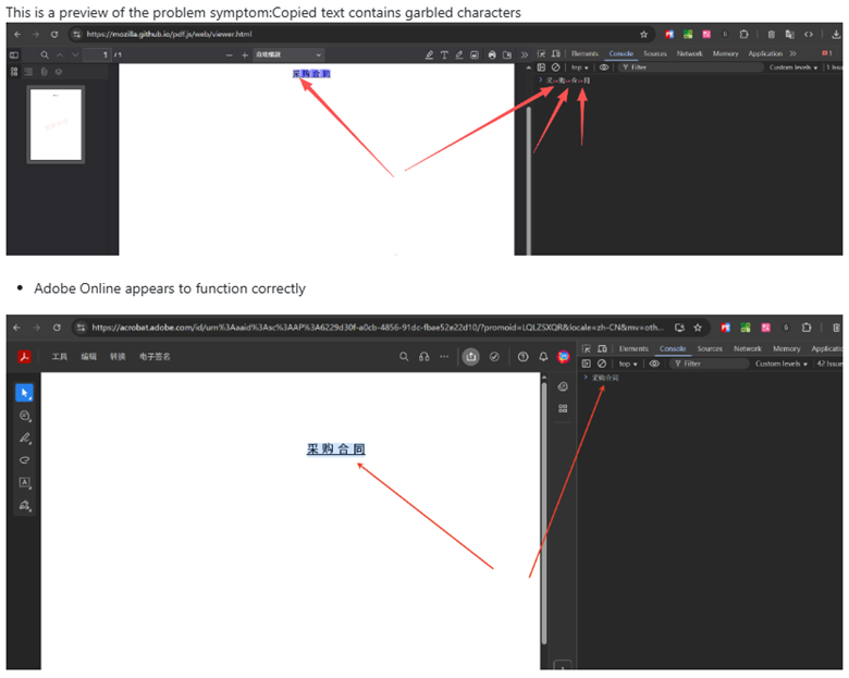 Chinese text renders incorrectly in PDF.js but works in Adobe