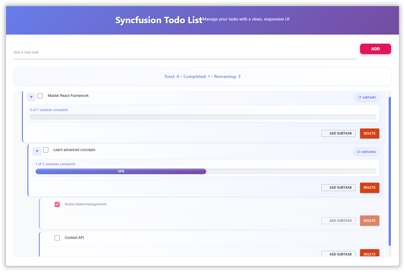 Creating a Todo List UI with Subtasks using Syncfusion Code Studio and SpecKit