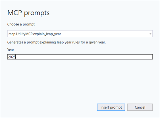 Generating a prompt via the user interface