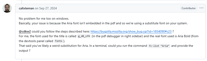 User-reported discussion on PDF.js font rendering issues