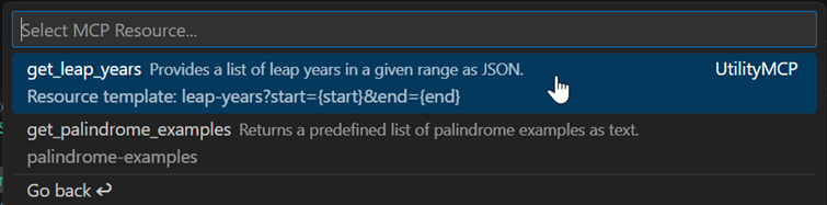 Resources shown in the VS Code