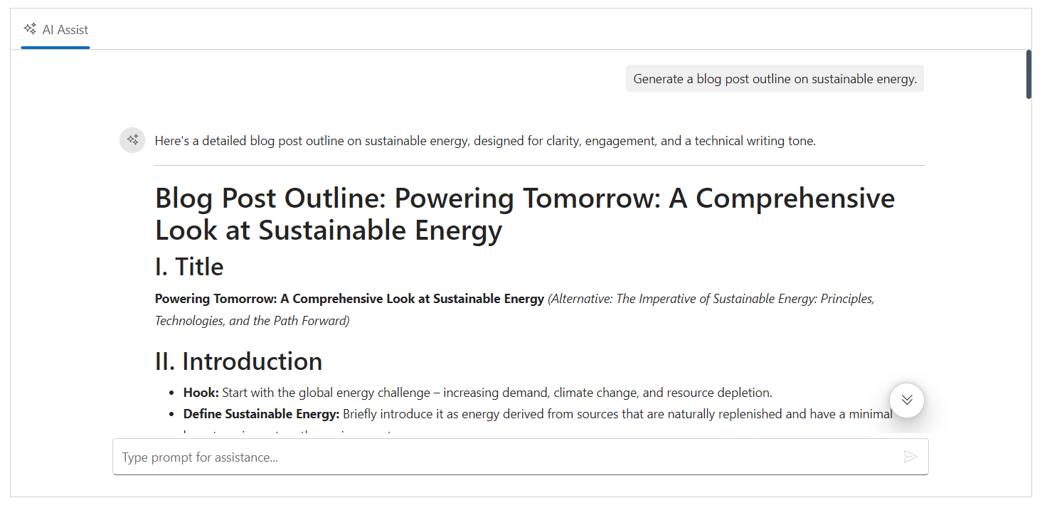 After selecting a prompt from the prompt suggestions