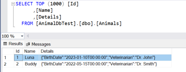 Details column as JSON in Microsoft SQL Server