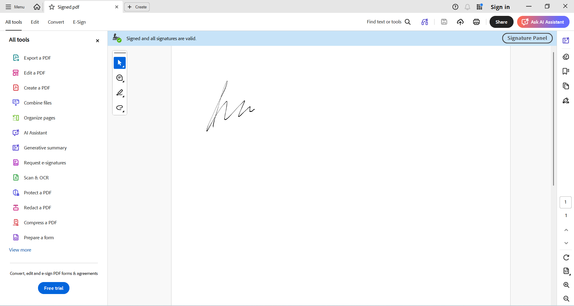 PDF with signature field
