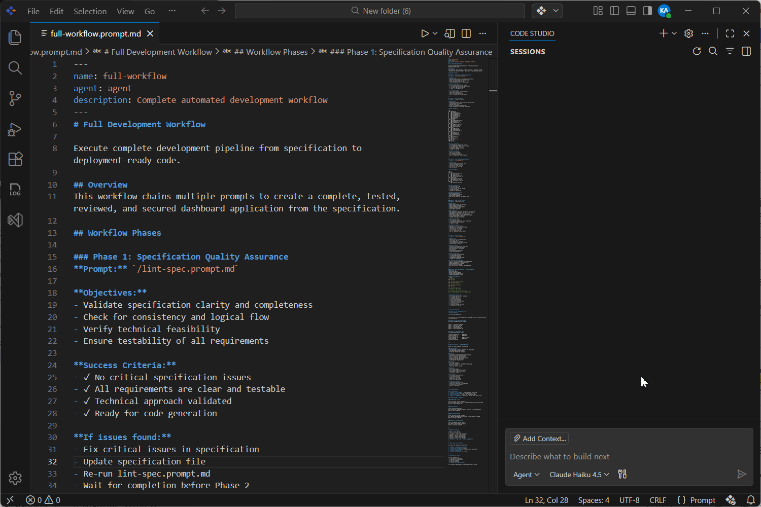Running Prompts in Code Studio via Chat