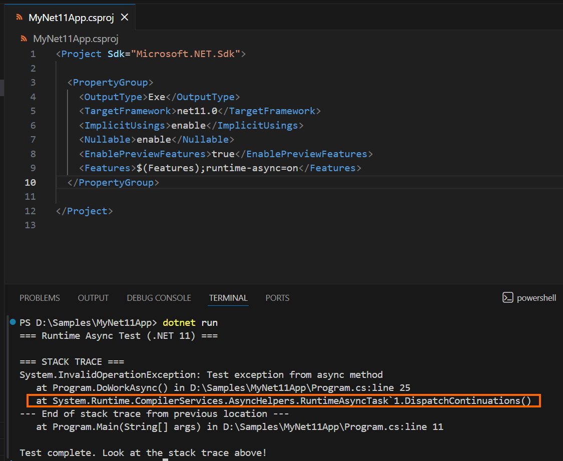 Runtime Async Enabled in .NET 11