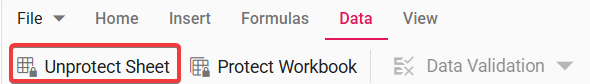Unprotect sheet via Data tab