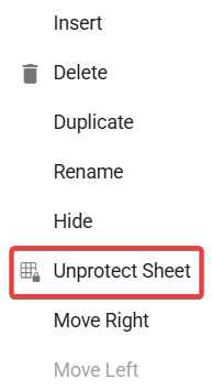Unprotect sheet via context menu