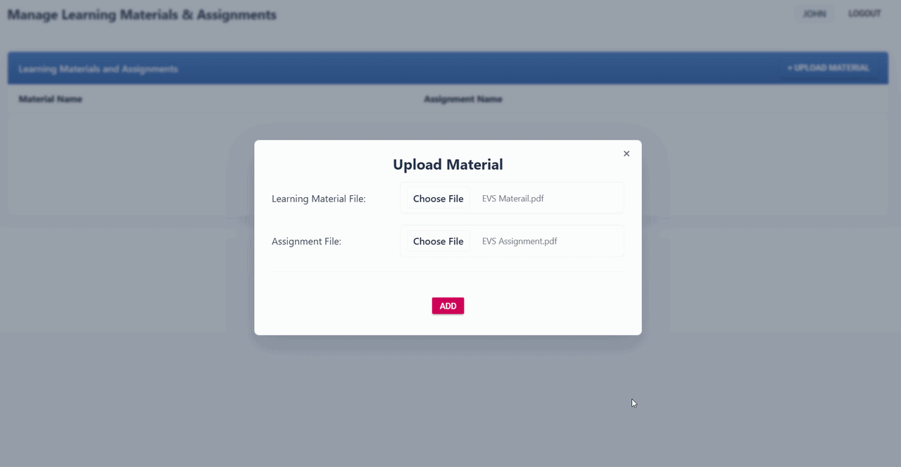 Uploading assignment materials to the LMS
