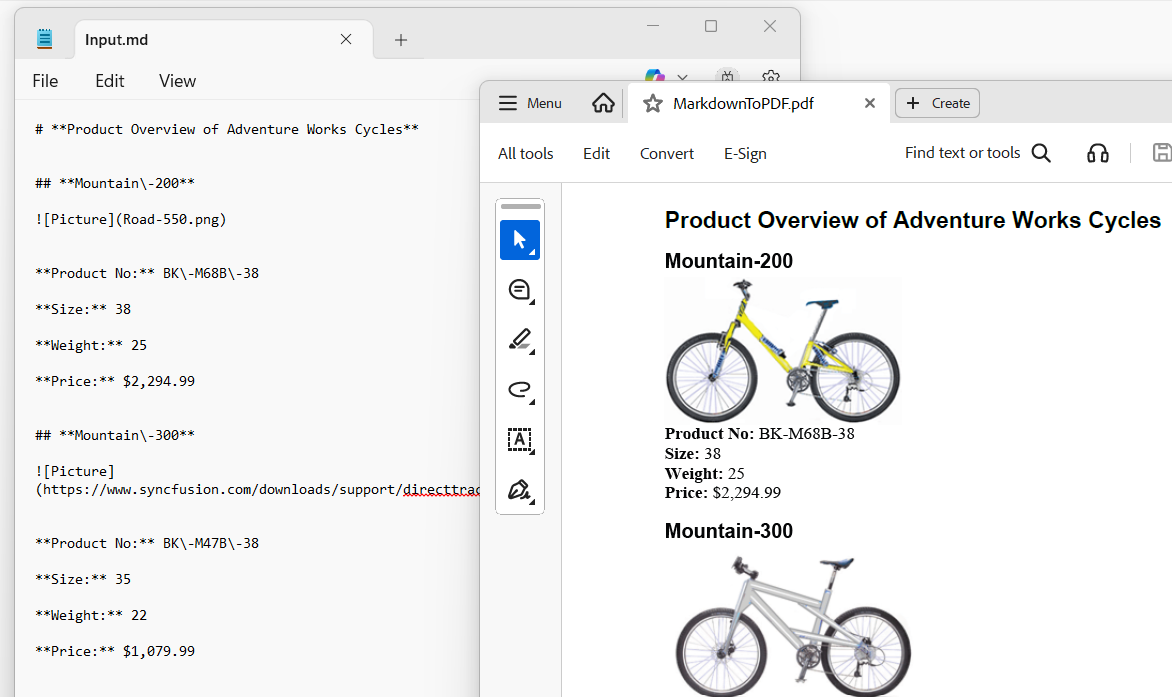 Customizing and exporting images in a Markdown file to PDF using C#