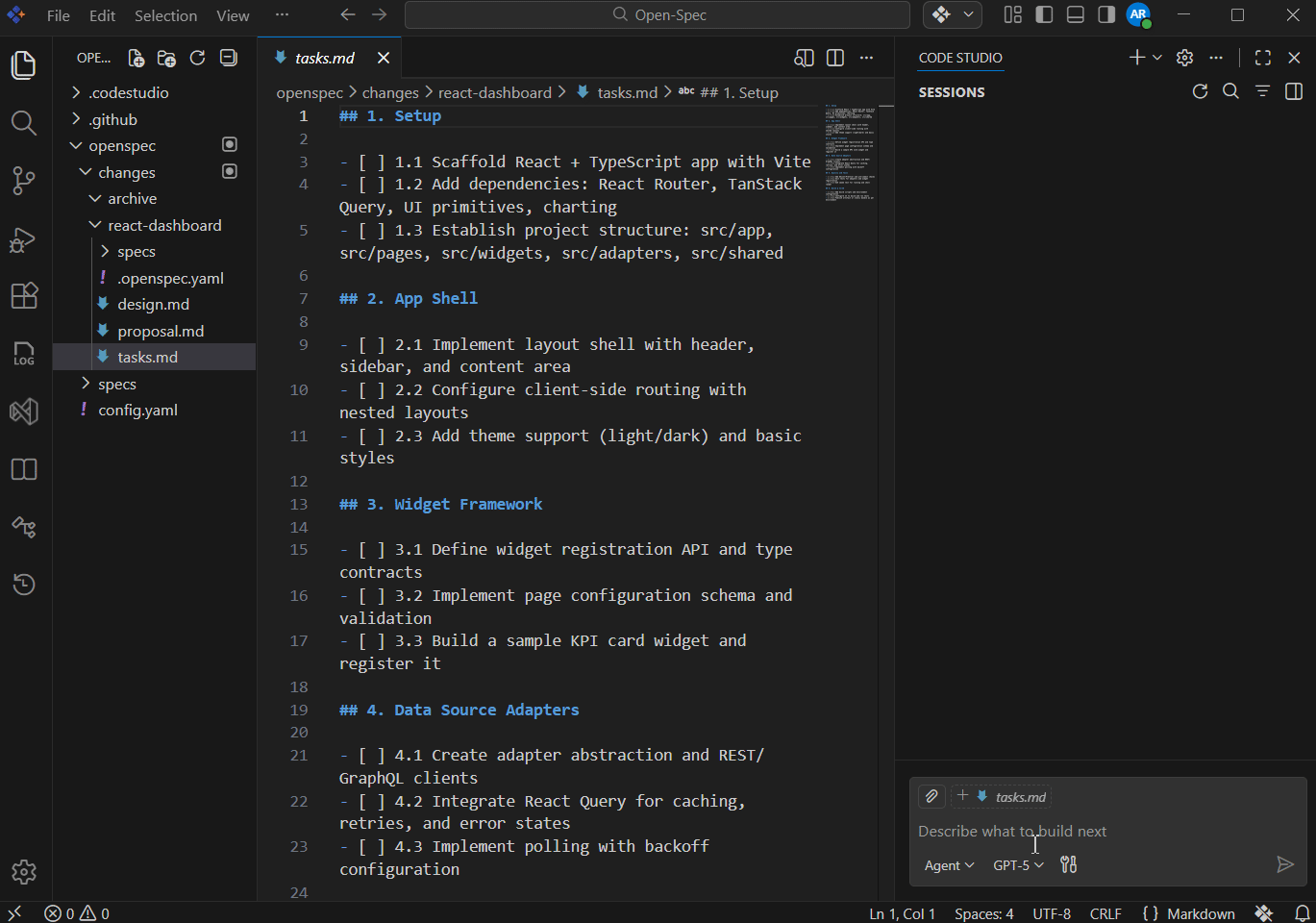 Clear execution from plan to code in Code Studio
