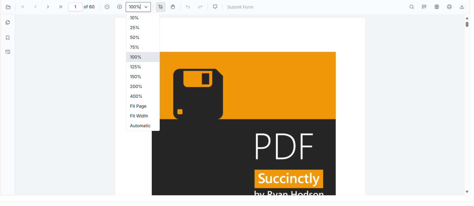 Customizing zoom levels in Syncfusion JavaScript PDF Viewer