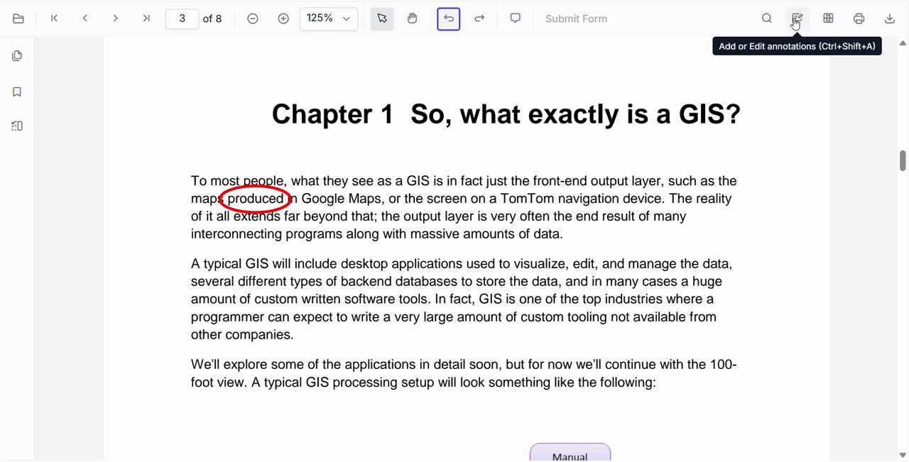 Deleting annotation using the built-in toolbar in JavaScript PDF Viewer