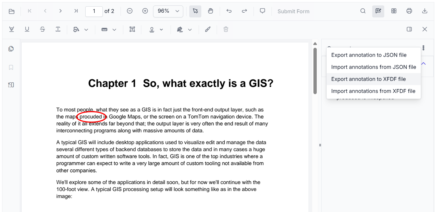 Export and import annotation options in JavaScript PDF Viewer