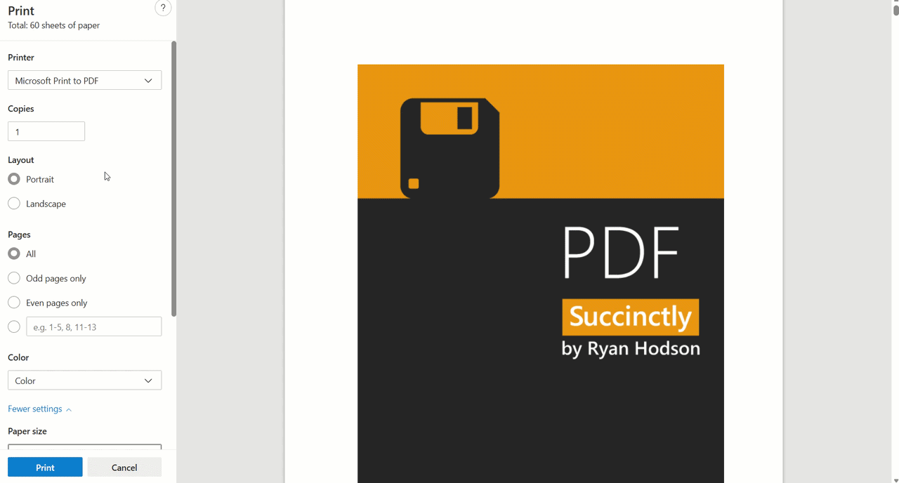Flexible printing options in Syncfusion JavaScript PDF Viewer