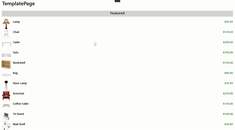 Output for Composite Item template