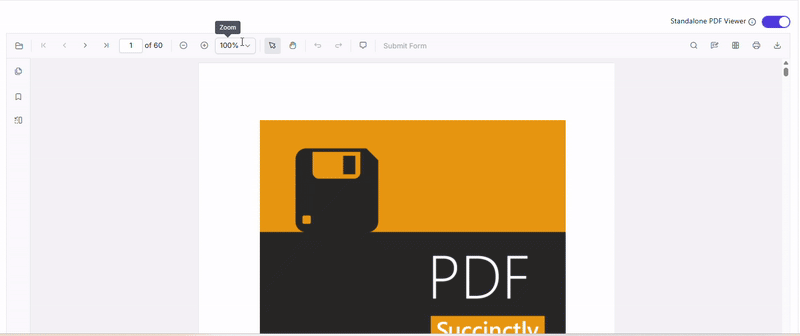 Various zoom value options in Syncfusion JavaScript PDF Viewer