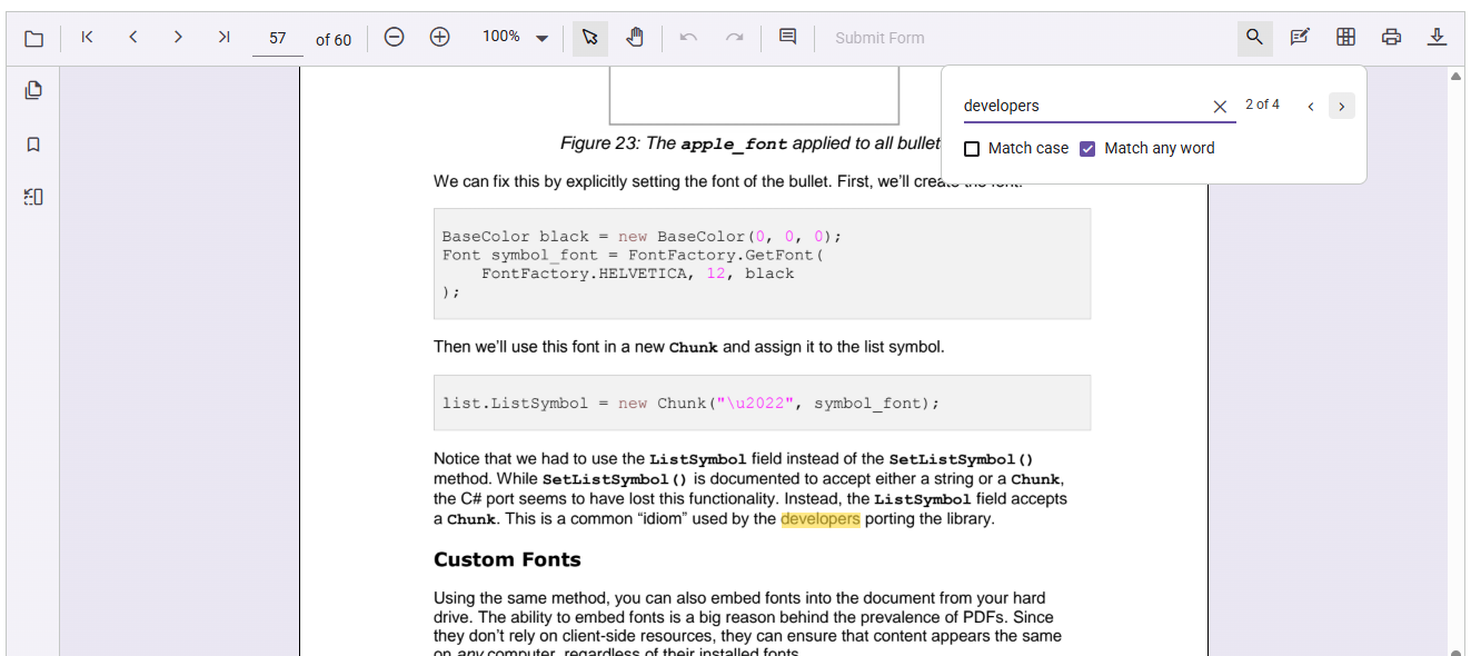 Broader discovery with match-any search in JavaScript PDF Viewer