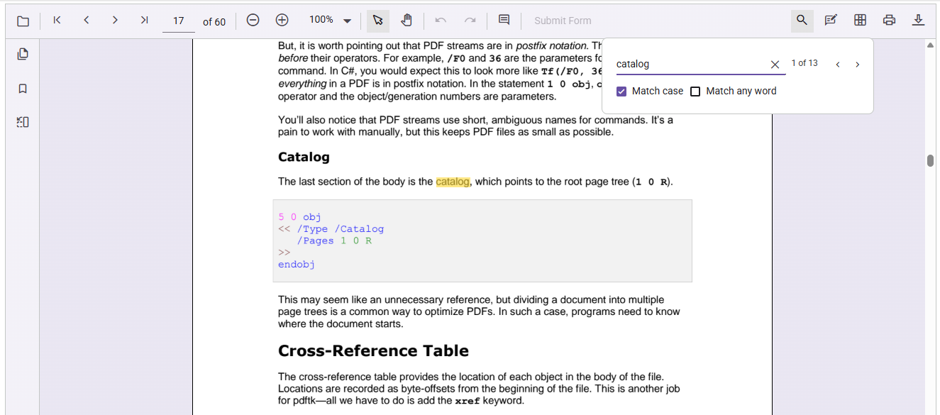 Case-sensitive search in JavaScript PDF Viewer