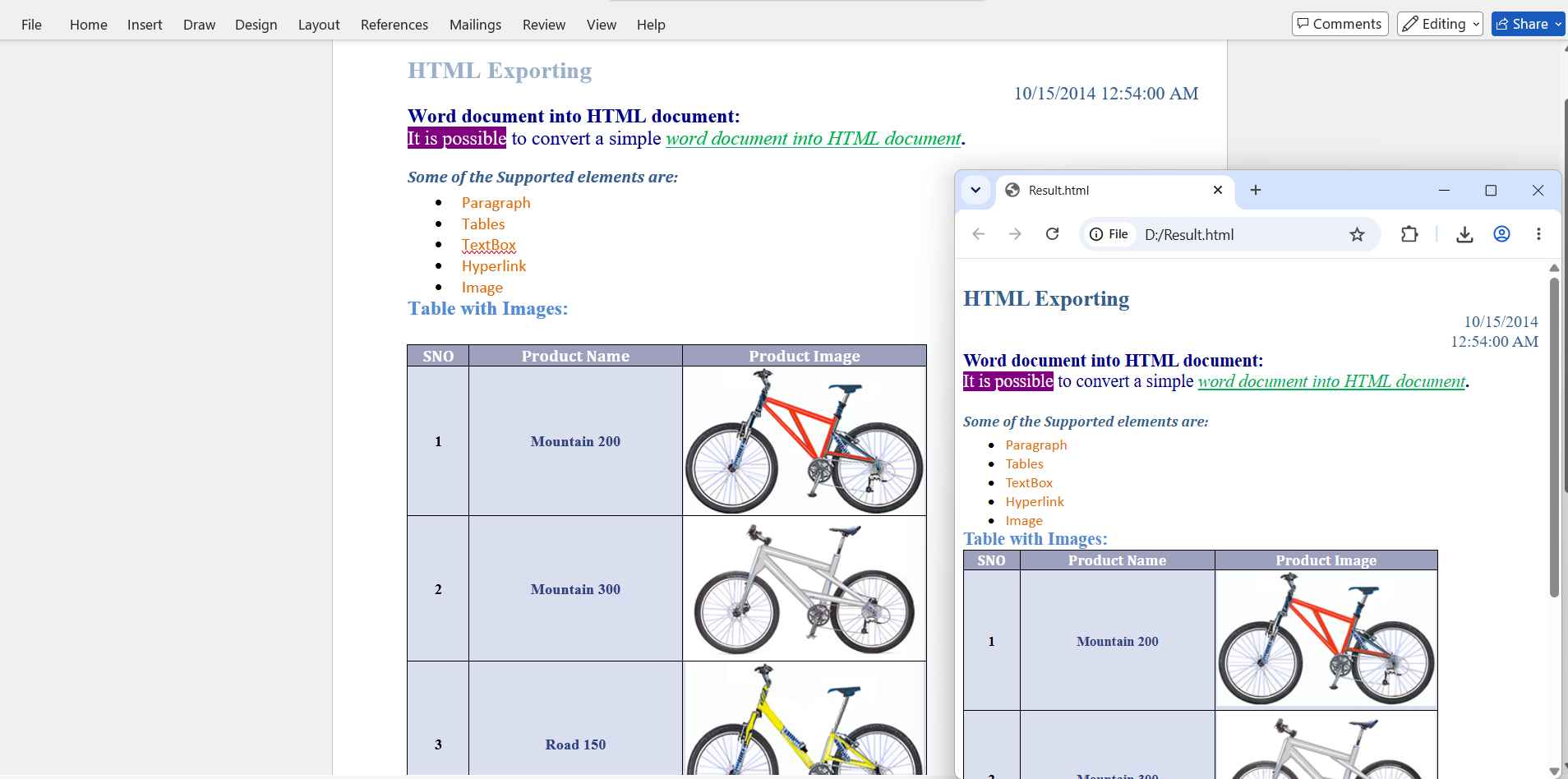 Converting a Word document (DOCX) to HTML using C#