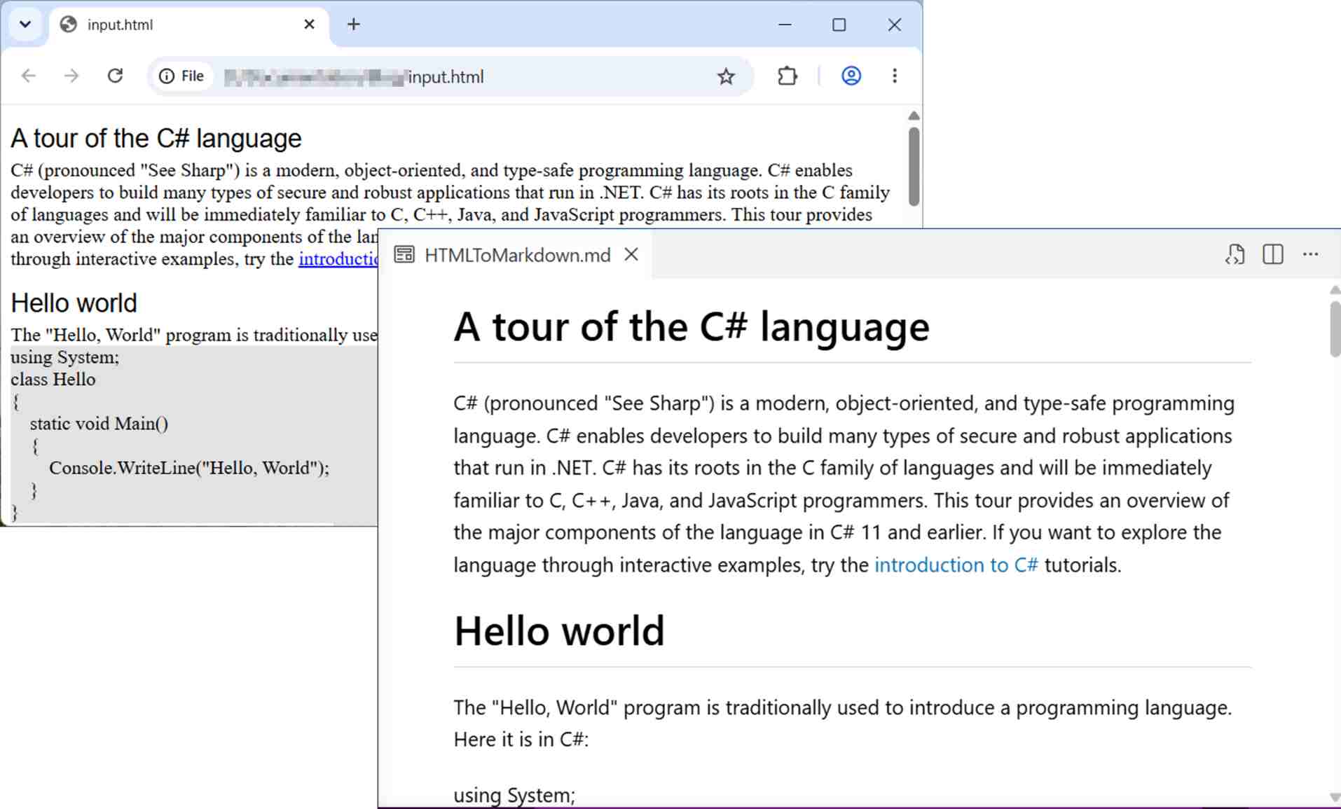 Converting an HTML file to Markdown using C#
