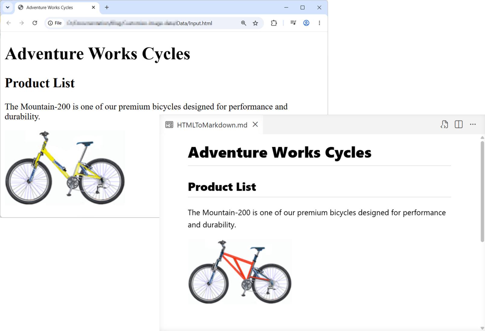 HTML document with images exported to Markdown