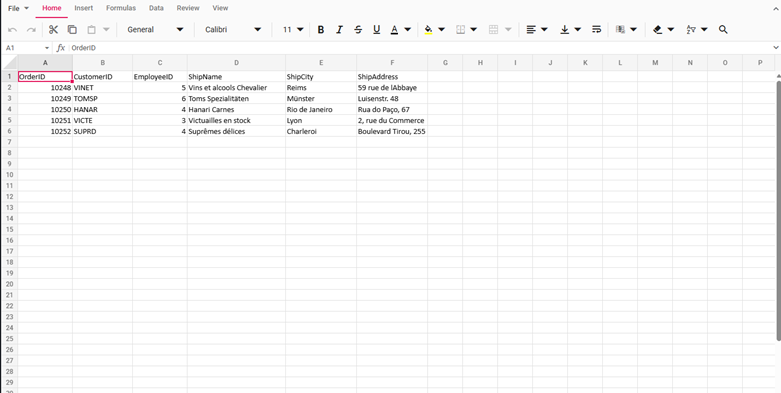 Order data in React Spreadsheet