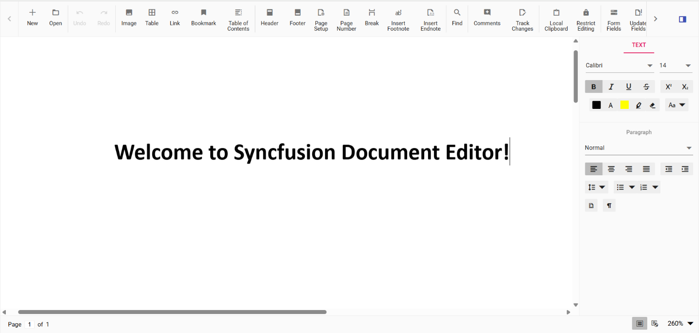 Syncfusion React DOCX Editor