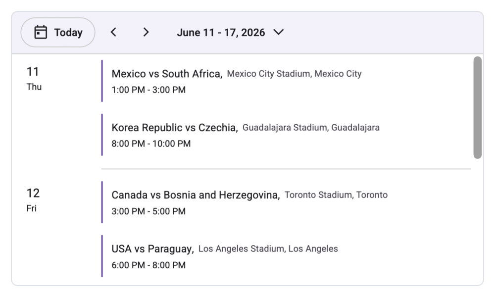 Agenda view in Pure React Scheduler