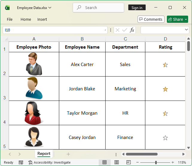 Image-in-cell support in the .NET Excel Library